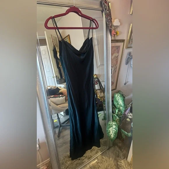 Zara Slip Cowl Neck Emerald Green Maxi Dress - Picture 3 of 5